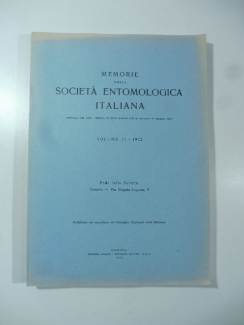 Bollettino della Società entomologica italiana, volume 51, 1972